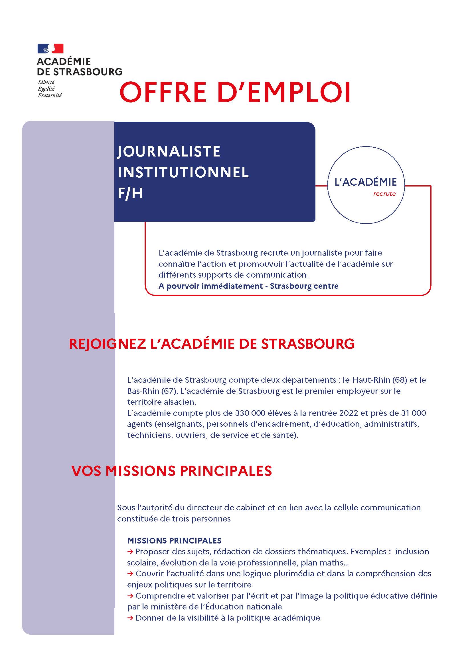 Fiche de poste - Journaliste institutionnel 1