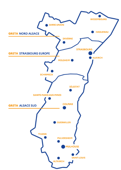 Carte du réseau GRETA en Alsace